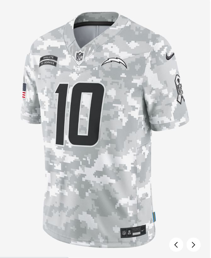 Women Los Angeles Chargers #10 Justin Herbert Salute to Service 2024 NFL Nike jersey->customized nhl jersey->Custom Jersey
